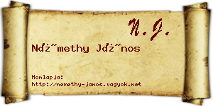 Némethy János névjegykártya