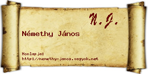 Némethy János névjegykártya